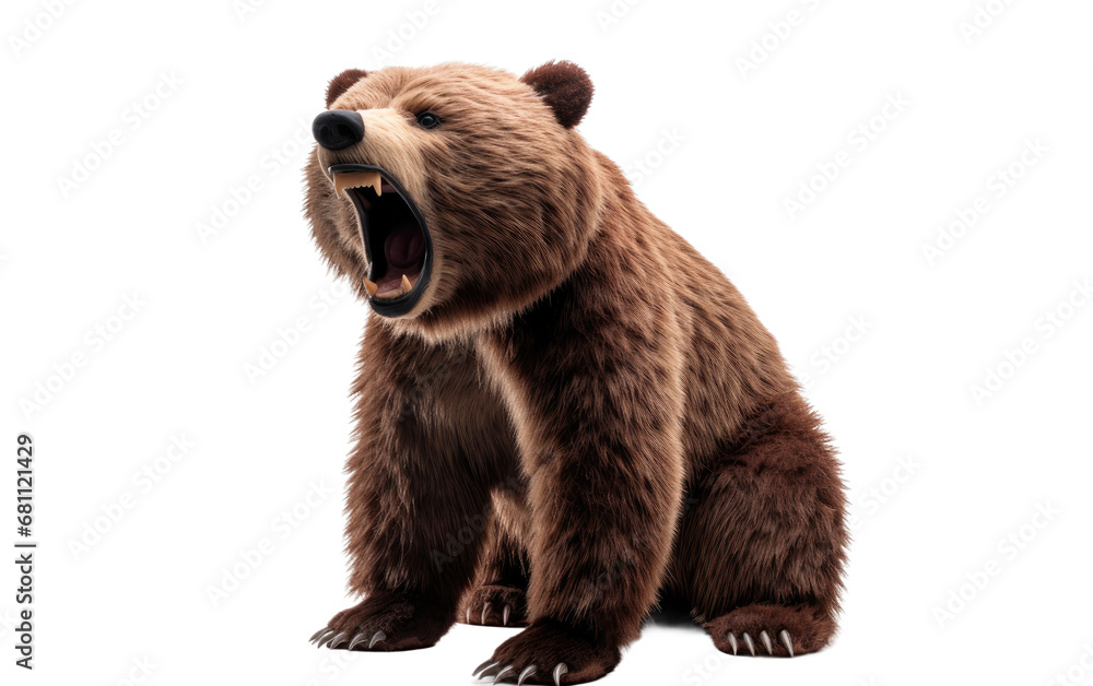 Obraz premium Unveiling the Cute Playfulness of the Growling Grizzly Plushie on a Clear Surface or PNG Transparent Background.