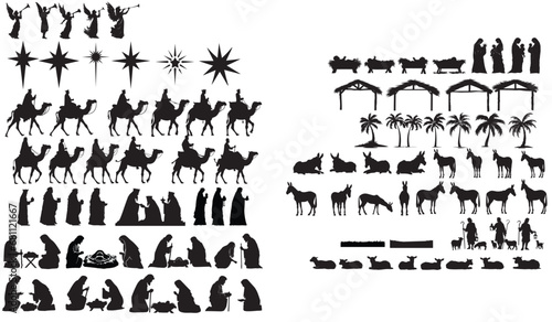 Historically correct nativity scene silhouettes