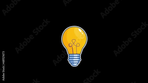 Animated lightbulb moment on black.. Good idea or inspiration concept.