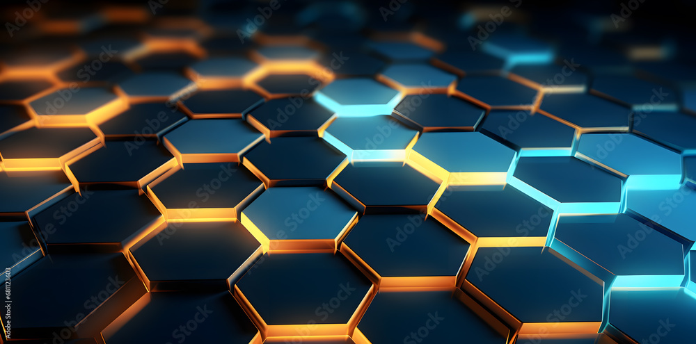 Photorealistic background with lights in a hexagon pattern Photorealistic background with lights in a hexagon pattern