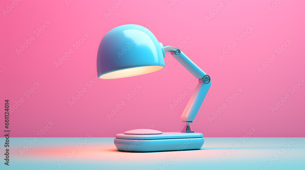 Color desk lamp 3d object pink and blue colors - obrazy, fototapety, plakaty 