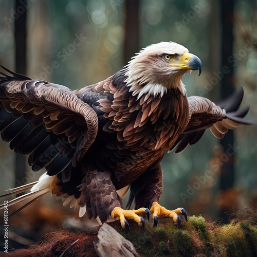 American bald eagle In a forest