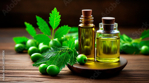 Essential oil neem in a bottle. Generative AI,