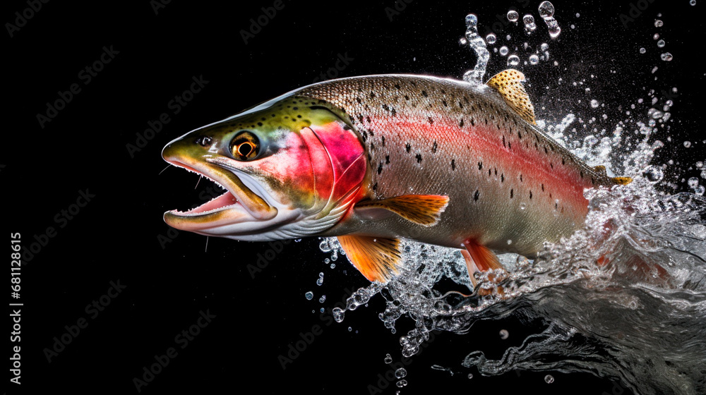 Rainbow trout in the water. Generative AI, Rainbow trout in the water. Generative AI,
