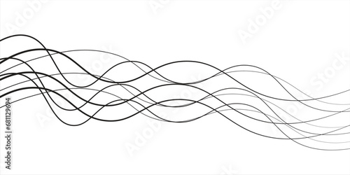 Thin line wavy abstract vector background. Curve wave seamless pattern. Line art striped graphic template. Vector illustration. vector lines waves  