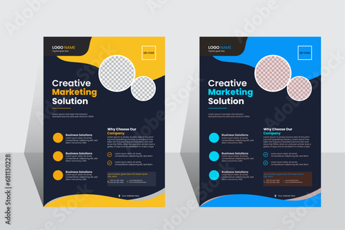 Business Flyer Design Layout Graphic , Company Promotion Marketing Leaflet Template , Abstract advertisement booklet or Flyer Design Blue & Orange
abstract business flyer, vector template design. 

