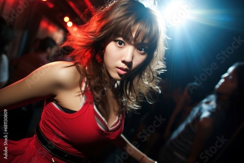 A nice looking asian college girl dancing in a club