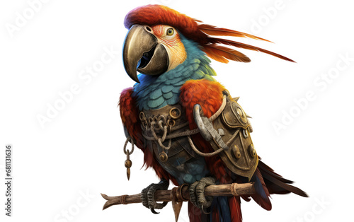 Fényképezés A Realistic Image of the Pirate Parrot Perch on a Clear Surface or PNG Transparent Background