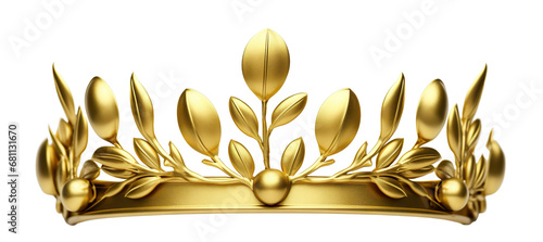 Golden olive crown (laurel wreath), cut out photo