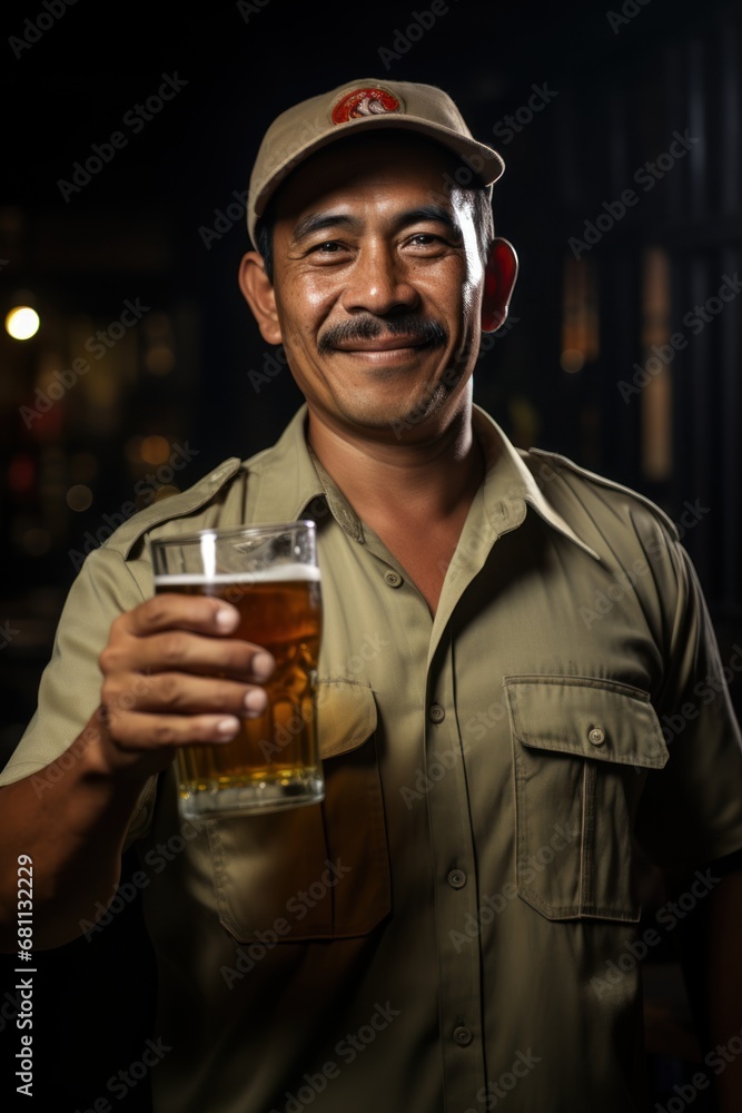 man holding a glass of beer