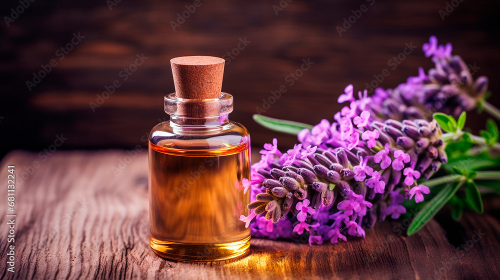 Verbena essential oil in a bottle. Generative AI, Verbena essential oil in a bottle. Generative AI,