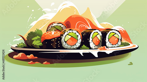 Simple Sushi Roll Illustration