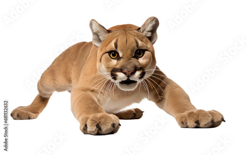 Navigating the Realistic Image of the Pouncing Puma Plushie on a Clear Surface or PNG Transparent Background.