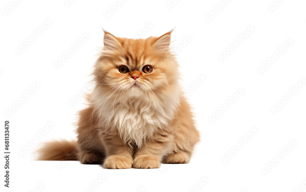 Exploring the Realistic Image of the Purring Persian Kitten Soft Toy on a Clear Surface or PNG Transparent Background.