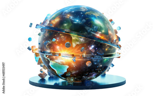 Exploring the Realistic Image of the Puzzle Planetarium on a Clear Surface or PNG Transparent Background.