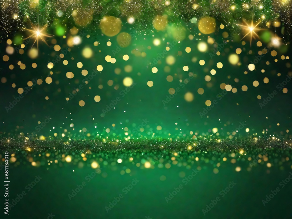 gold green background abstract bokeh glitter golden background, dark and luxury for jewelry