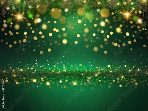 gold green background abstract bokeh glitter golden background  dark and luxury for jewelry