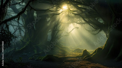 Mystical Forest  Capturing the Elusive Dance of Psychic Waves at Dawn