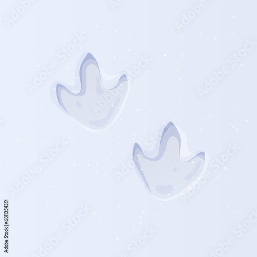 Dinosaur tracks on snow. Dragon tracks symbol of the new year.