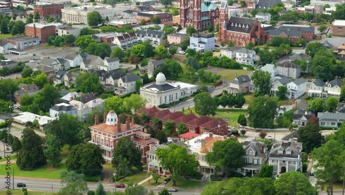 Panoramic cityscape with old historical architecture in Macon, Georgia. Southern American architecture photo