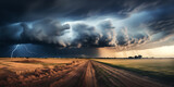Stormy weather cloudscape time lapse over farm fields