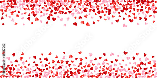 Papercut sweet heart symbols confetti vector background. Valentine's Day decor. Banner backdrop.