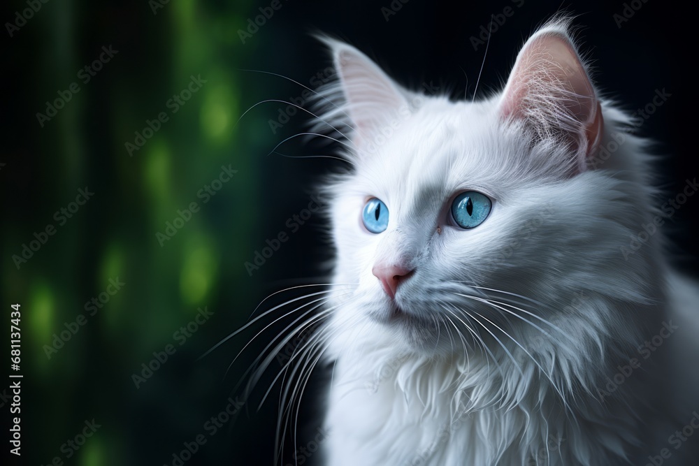 Portrait of Pure White Cat with blue eyes Portrait of Pure White Cat with blue eyes