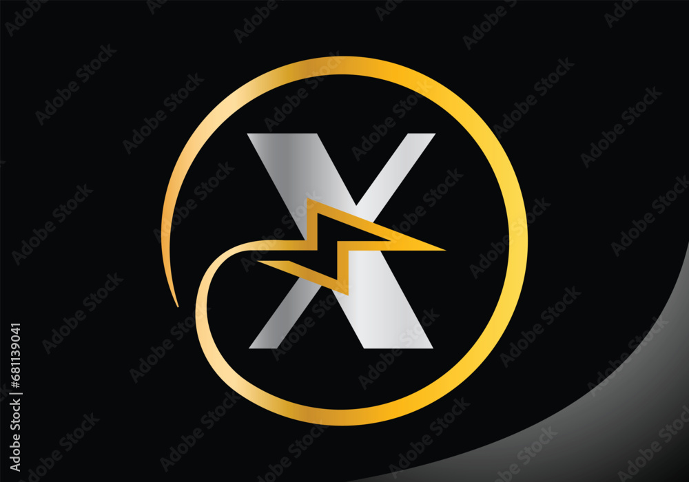 Letter X with lighting thunder bolt Logo Design Vector Template. Letter X with lighting thunder bolt Logo Design Vector Template.