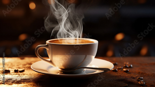 a cup of steaming hot coffee