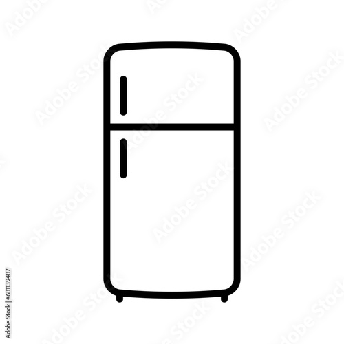 Refrigerator icon. Black contour linear silhouette. Editable strokes. Front view. Vector simple flat graphic illustration. Isolated object on a white background. Isolate.