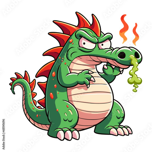 Stink Dragon Vector Character Illustration Isolated on White Background