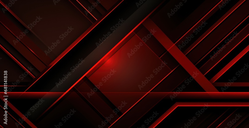 a black and red background with lines and a red light in the middle of ...