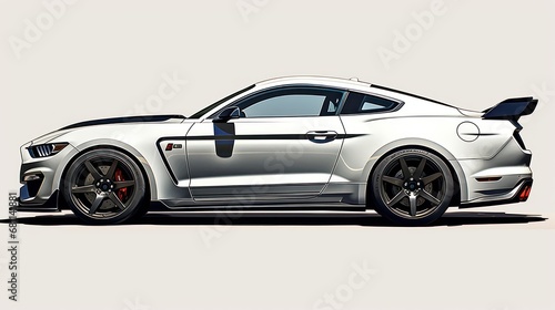  a white Ford Mustang Shelby GT350R on a white background The car is in the center of the picture, with its sleek and aerodynamic design standing out against the pl