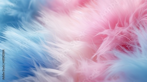 eco-fur bedspread  faux fur is in fashion  in soft pink and blue tones. Abstract wool texture like cotton candy close-up