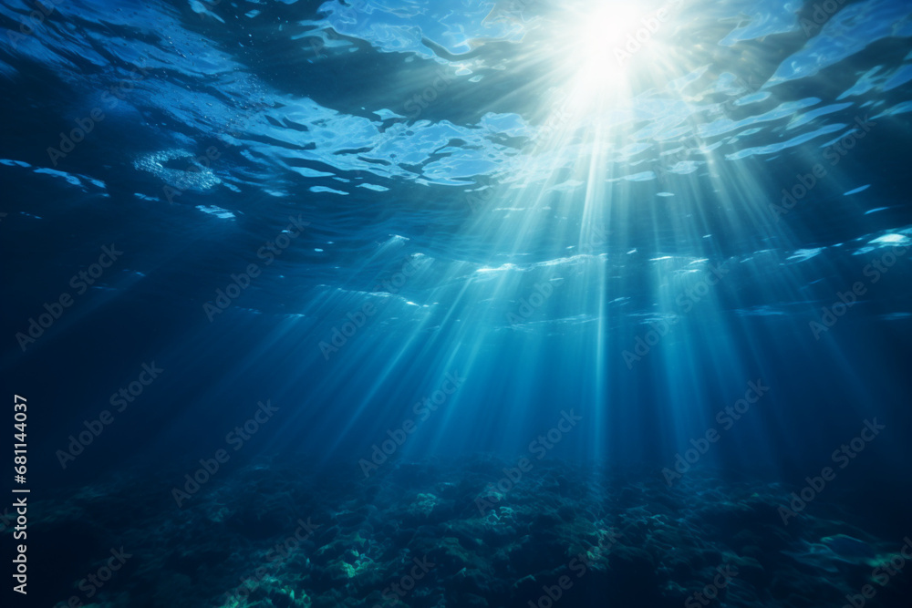 underwater scene with rays of light