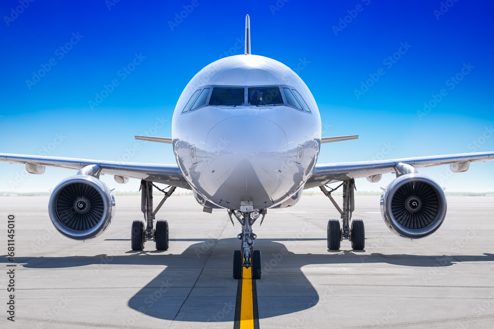 modern airliner at an airfield
