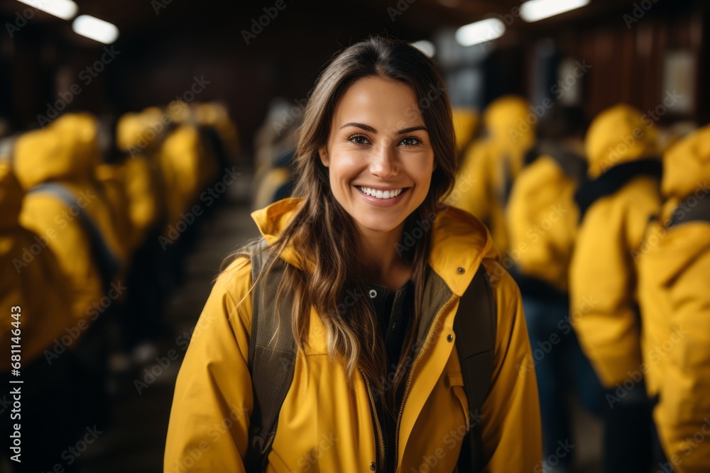 A compassionate volunteer wearing a bright smile while helping those in need A compassionate volunteer wearing a bright smile while helping those in need