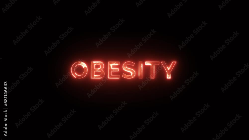 Obesity Text Animation. Fire inside the letters. 4K Motion Graphics Obesity Text Animation. Fire inside the letters. 4K Motion Graphics