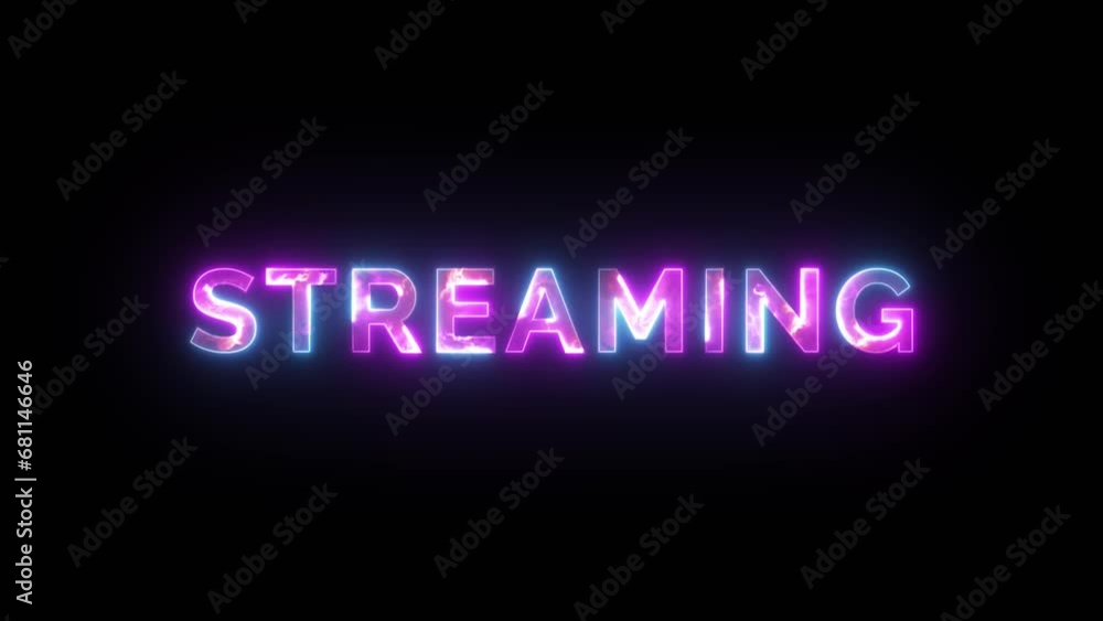 Streaming Text with Glowing Fire Neon on a Black Background. 4K motion graphic Streaming Text with Glowing Fire Neon on a Black Background. 4K motion graphic