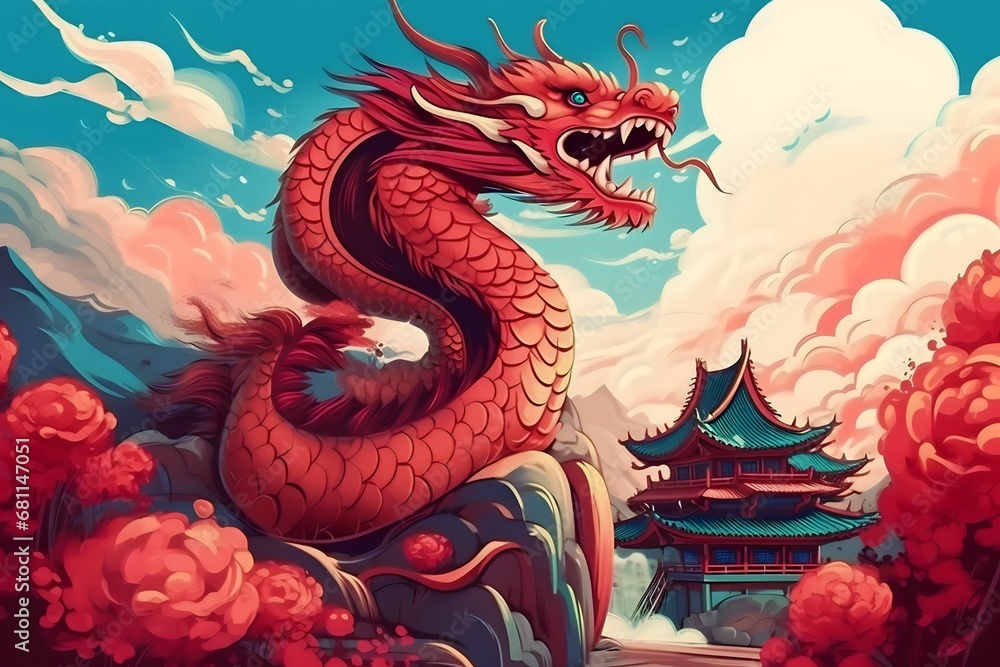 Fototapeta premium red Chinese New Year background illustration decoration