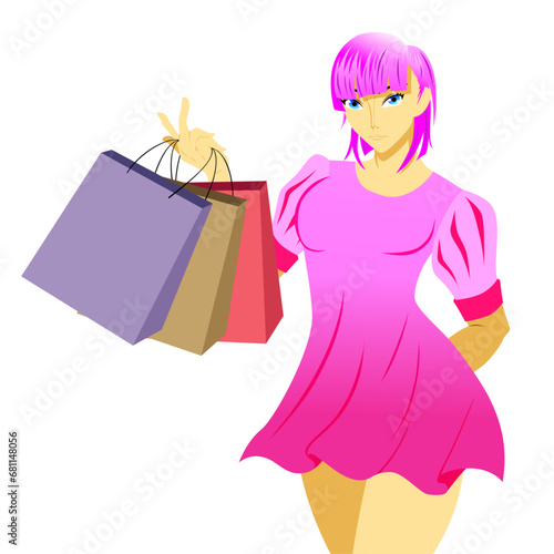 shopping girls illustration 