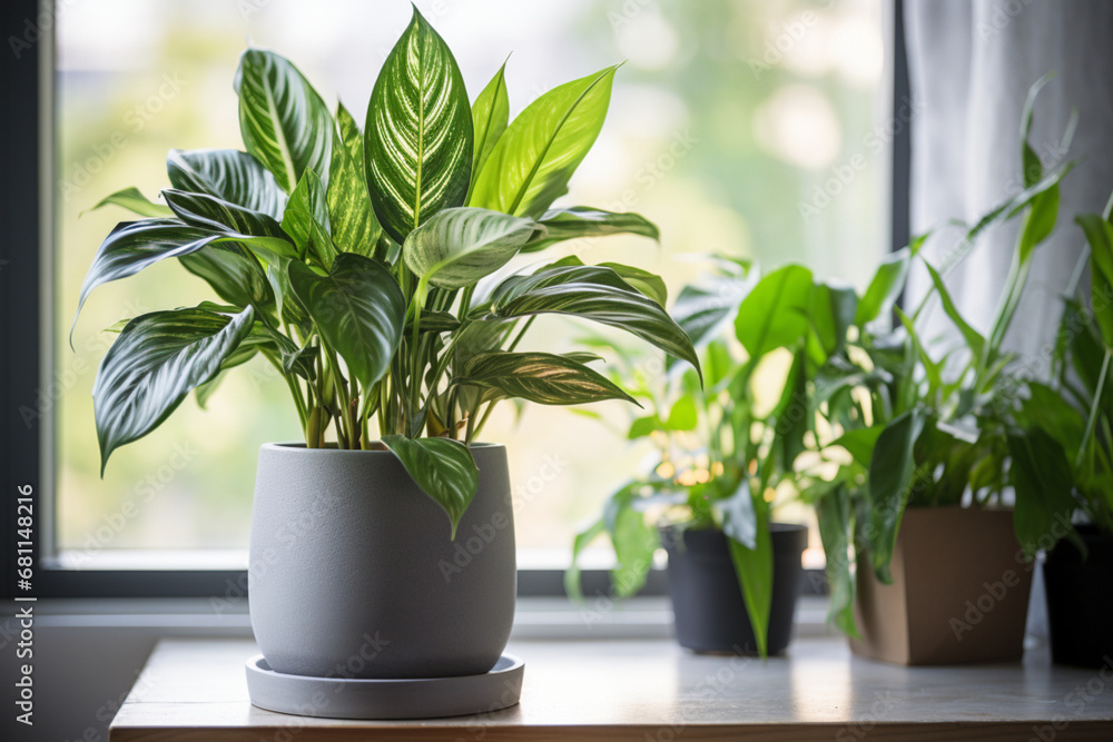 plant in a vase on the table plant in a vase on the table