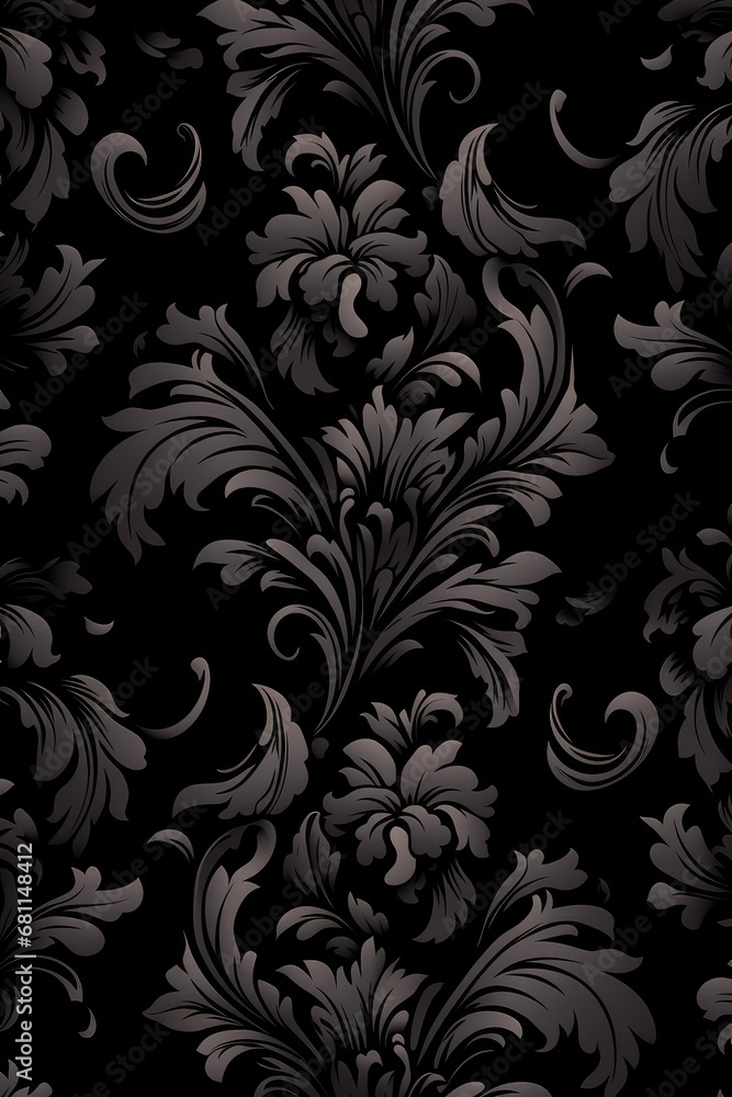 Damask pattern on black background Damask pattern on black background
