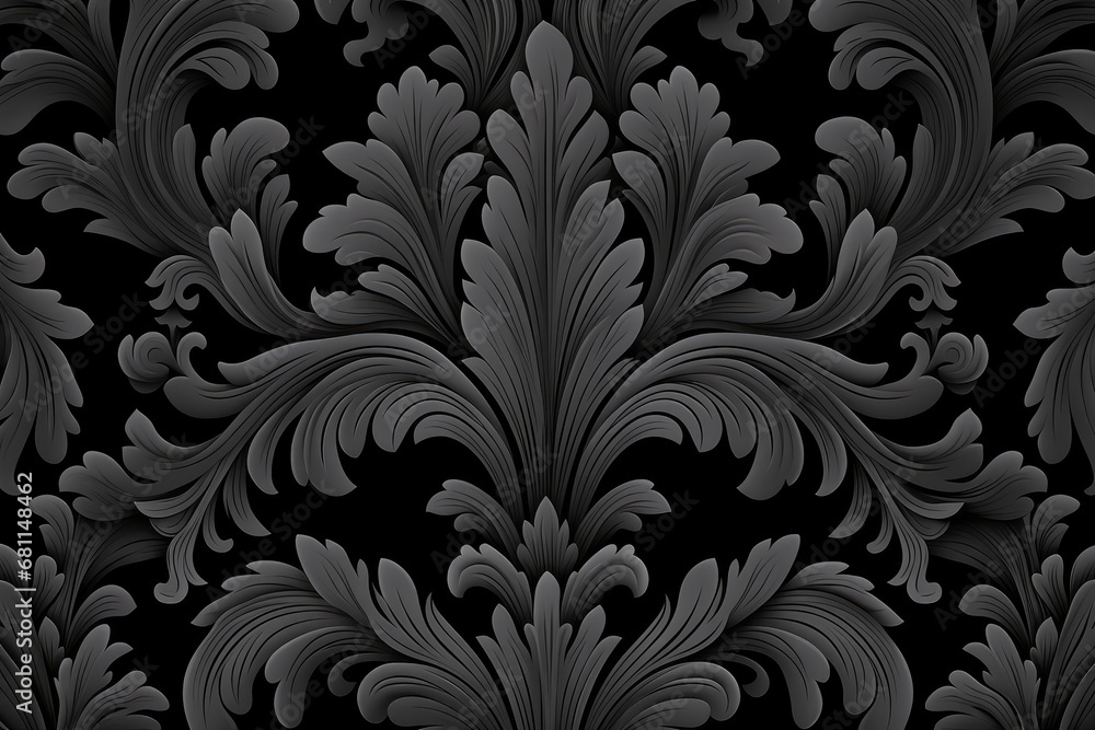 Damask pattern on black background Damask pattern on black background