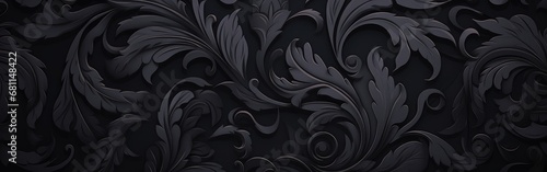 Damask pattern on black background photo