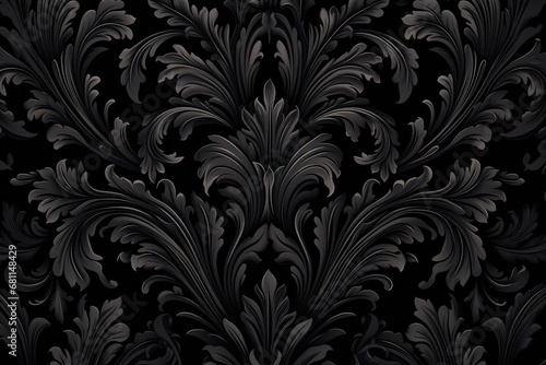 Damask pattern on black background