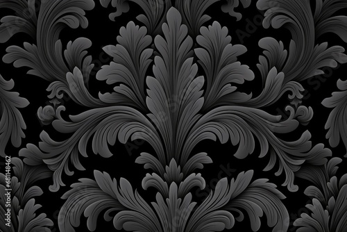 Damask pattern on black background