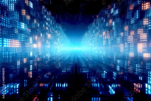 Abstract hi tech background. Technology and big meta data information network cyberspace background © Manee