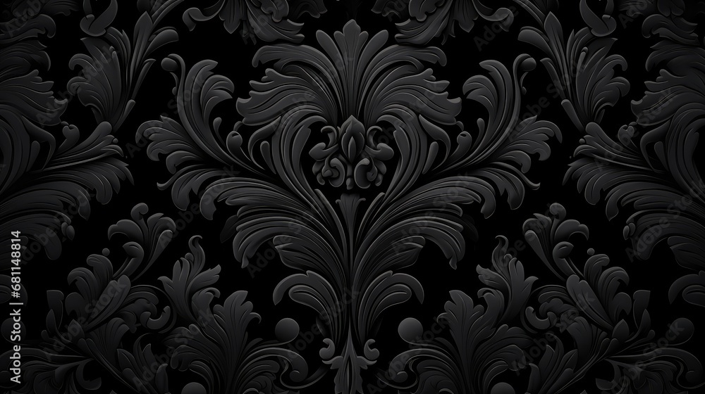 Damask pattern on black background Damask pattern on black background