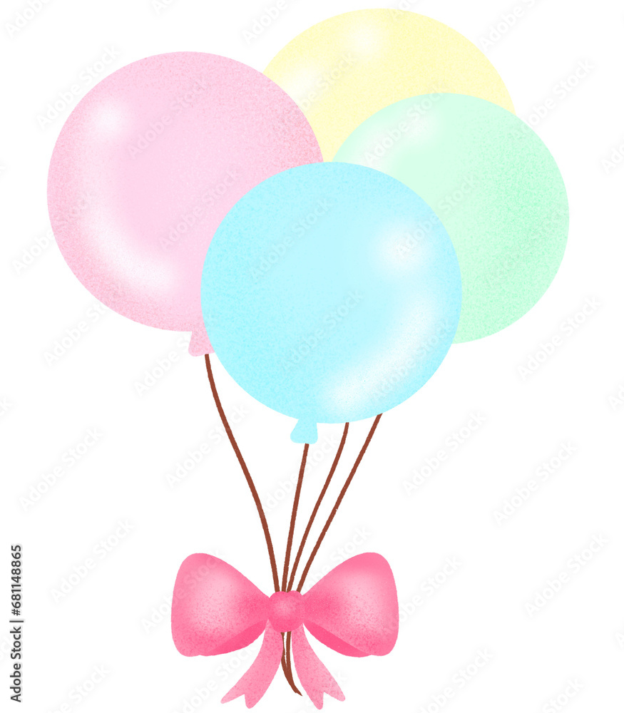 Balloons with bow rainbow pastel celebration